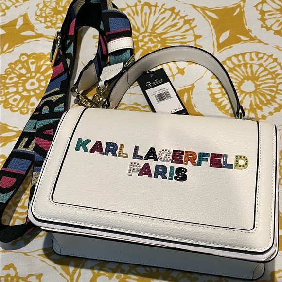Karl Lagerfeld White Crossbody with Colorful Logo - Picture 1 of 14